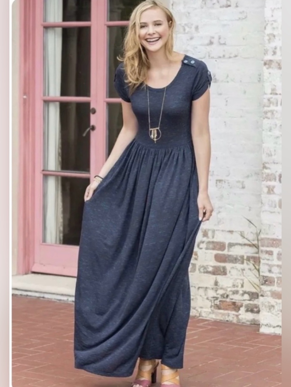 Matilda Jane Navy Blue Short-Sleeve Maxi Dress.Size S.